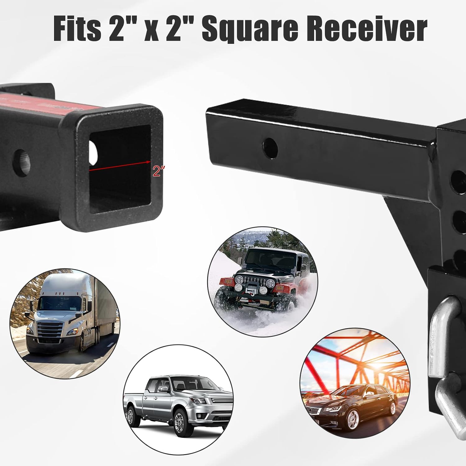 Goplus Triple Ball Swivel Adjustable Drop Turn Trailer Tow Hitch Mount for 2" Receiver