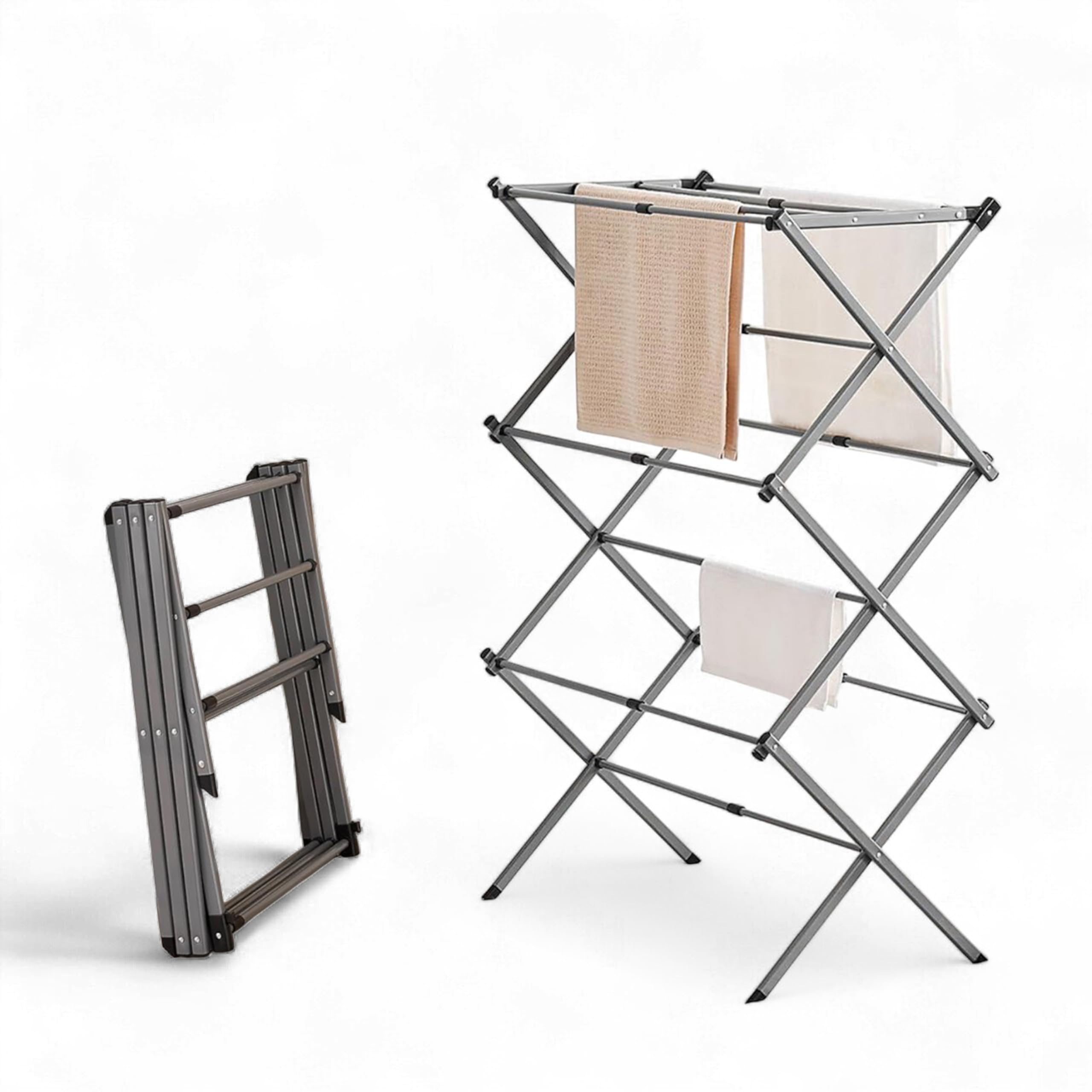 LUXTROUS Expandable Clothes Drying Rack-Foldable 3-Tier Laundry Drying  Rack, Adjustable Towel Rack Air Drying Clothing Indoor Outdoor Foldable