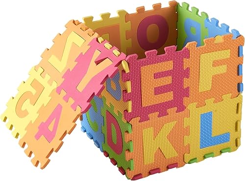 Miniatura 8 de DIMPLE Tapete de juego de espuma para niños (72 piezas en total) 6.25 x 6.25 pulgadas entrelazados del alfabeto y los números, rompecabezas de suelo