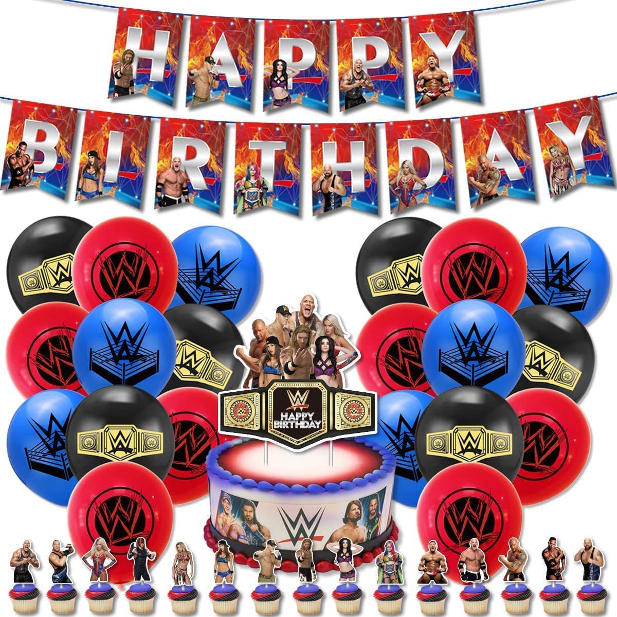 Buy WWE Themed Birthday Party Decoration Kit Wrestling Balloons Banners