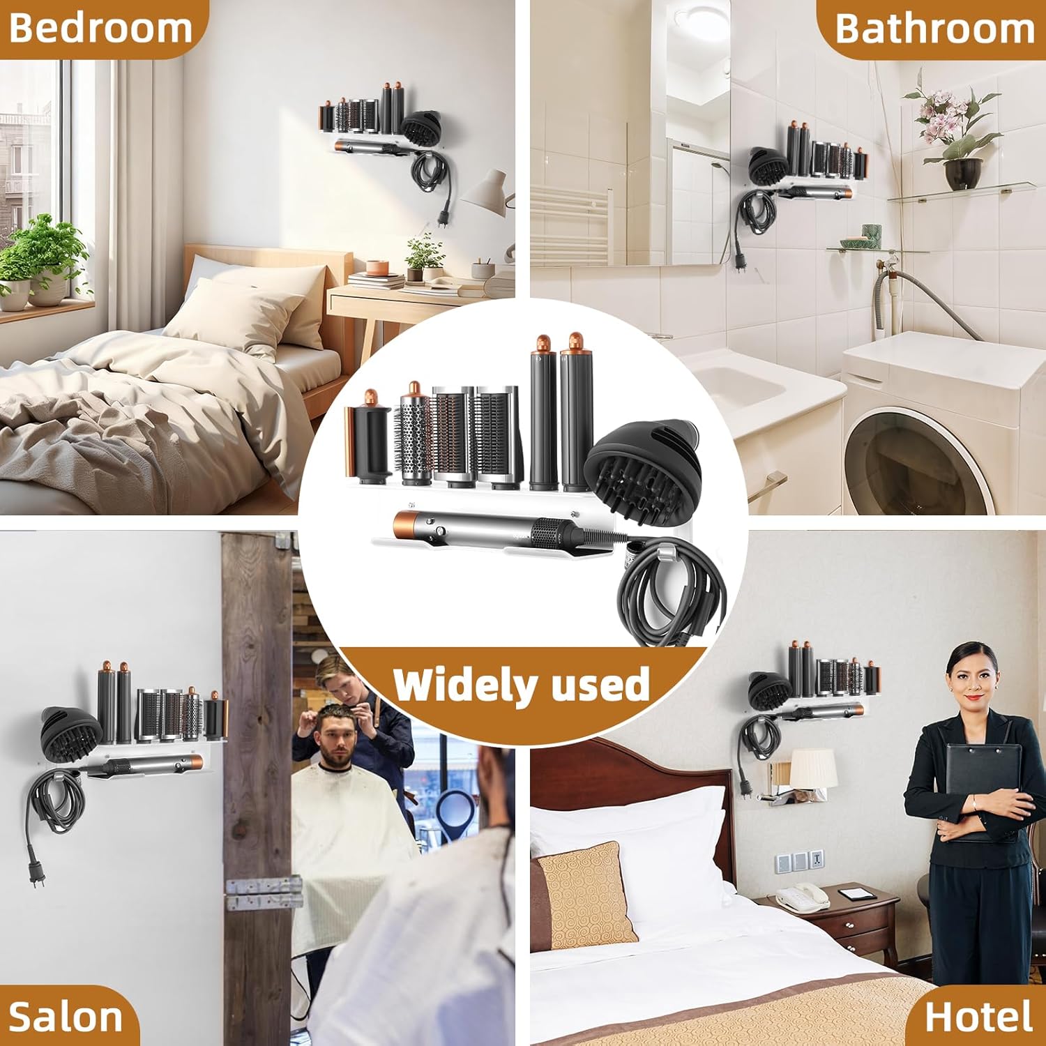 7-Hole Wall Mount Holder Compatible with Dyson Airwrap Styler and Accessories, Acrylic Wall Mount Organizer Compatible with Dyson Airwrap Style i.d Multi-Styler