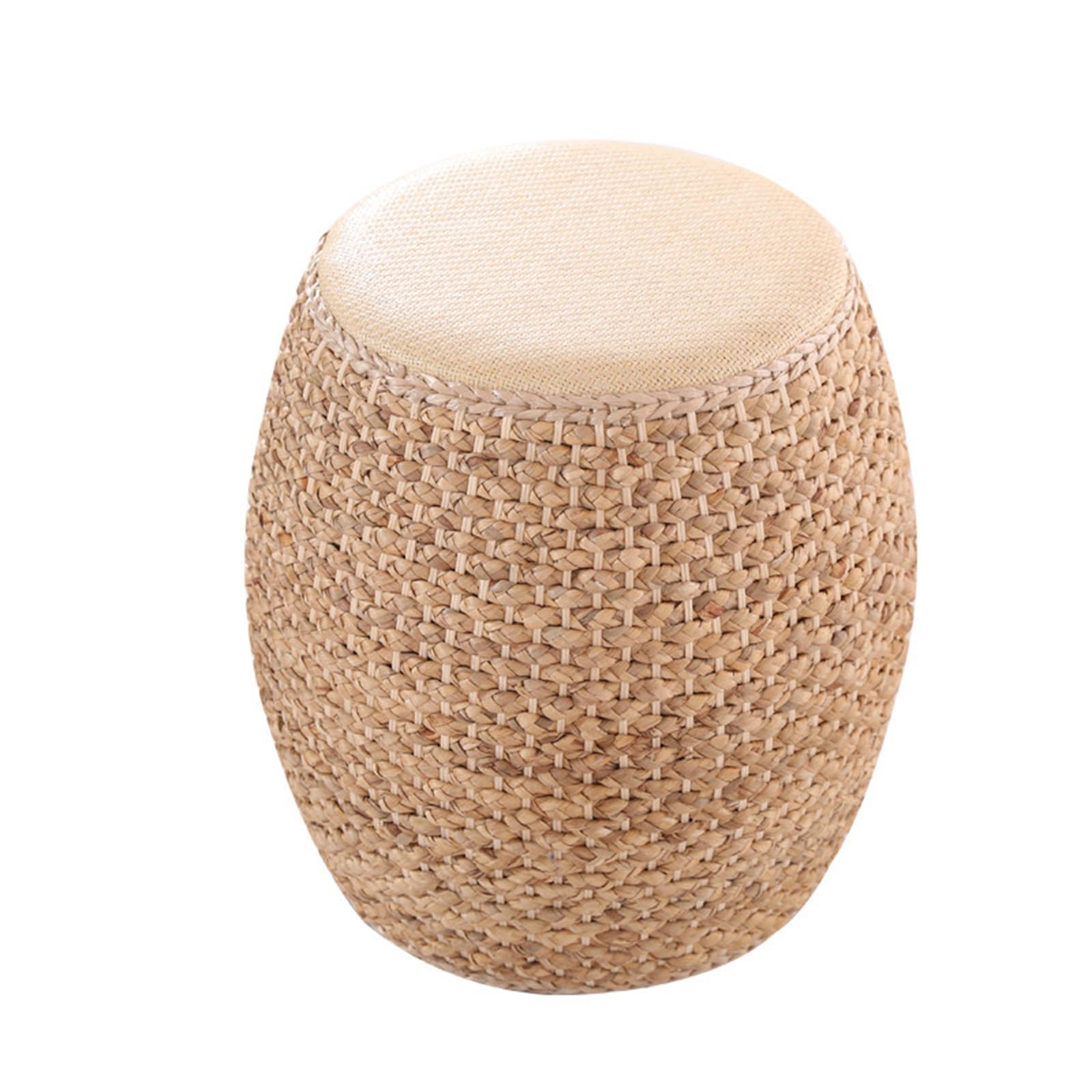 Taburete bajo de Madera Maciza con Asiento de bambú Trenzado a Mano, Robusto y cómodo, Taburete versátil para salón, Dormitorio o balcón, Uso Interior y Exterior(A,30 * 32CM/11.8 * 12.6IN)
