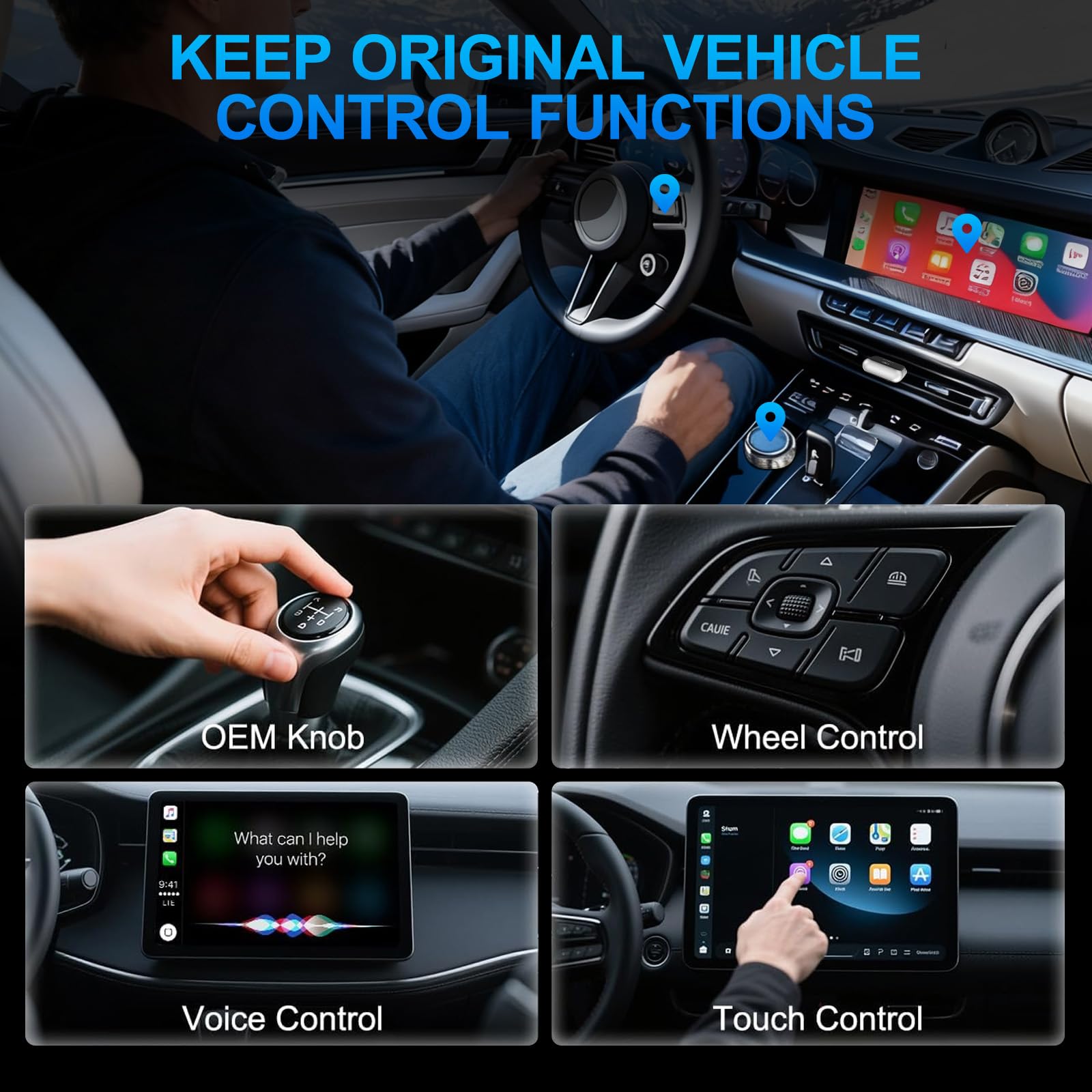 Wireless CarPlay Adapter 2-in-1, 2025 Aufgerüstet Wired zu Wireless für CarPlay/Android Auto, Mini-Design mit USB & Type-C-Verlängerung, Kompatibel mit iPhone iOS 10+ & Fahrzeugen mit Wired CarPlay