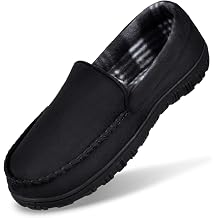 MIXIN Men's Cozy Moccasin Slippers Anti-Skid Slip On House Slippers with Comfy Memory Foam