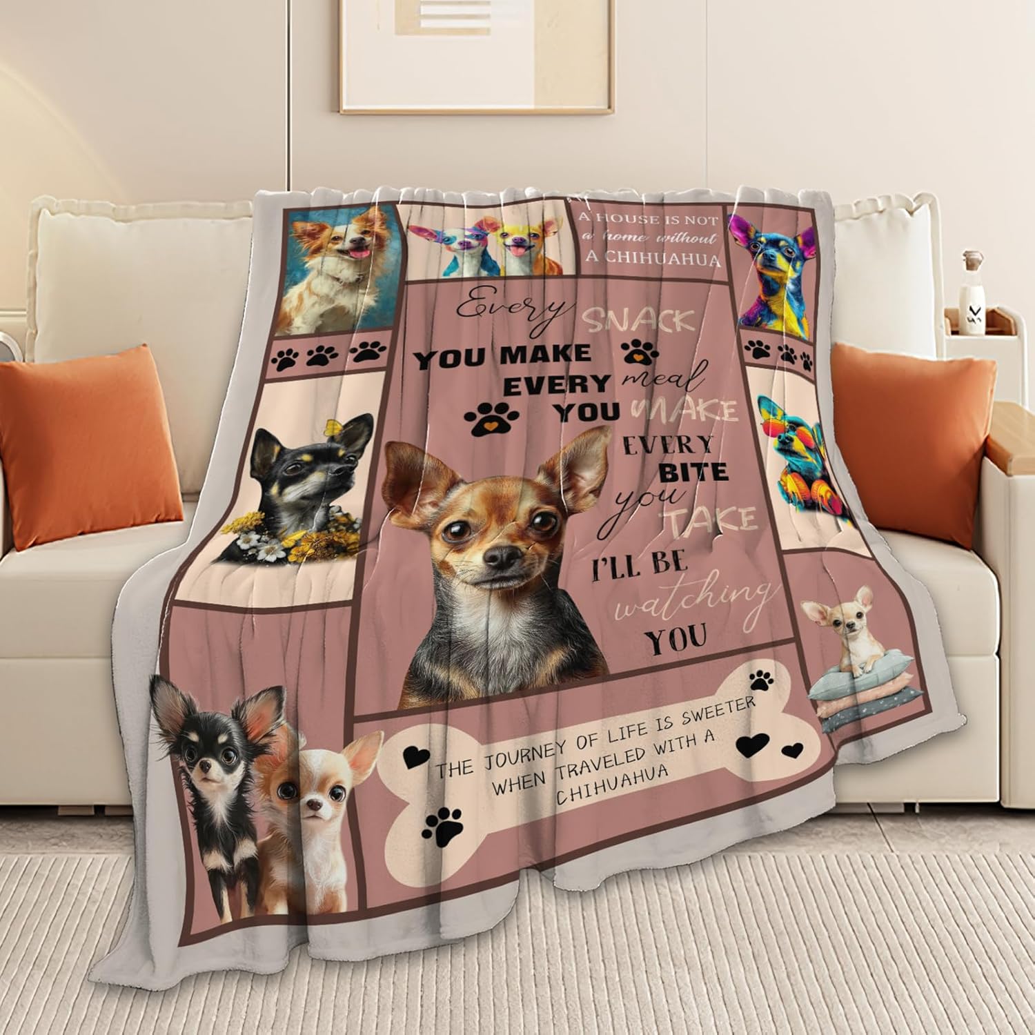 Chihuahua Throw Blanket Chihuahua Puppy Stuff Gifts for Dog Lover Kids Girls Boys Adults Women Men Soft Cozy Warm Plush Fluffy Fuzzy Fleece Blanket Decor 40''X50'' - Image 6