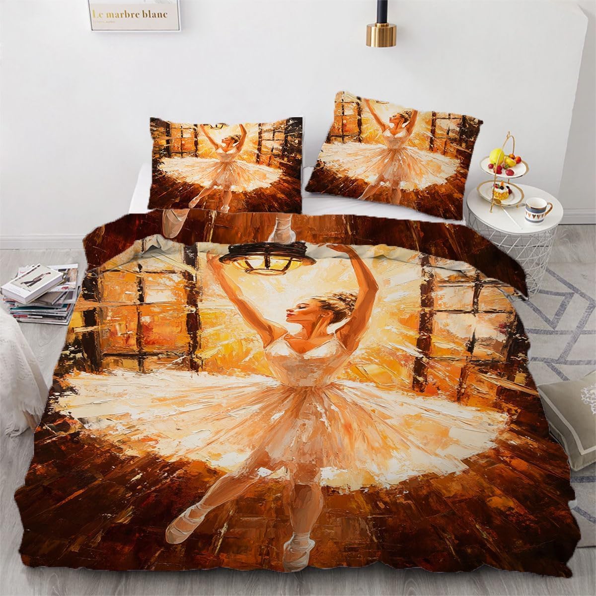 NDXRWDZR King Size Duvet Set Ballet Duvet Cover with Zipper Closure Bedding Set for Aldults Kids Soft Hypoallergenic Microfiber Quilt Cover 230x220 cm + 2 Pillowcases 50x75 cm