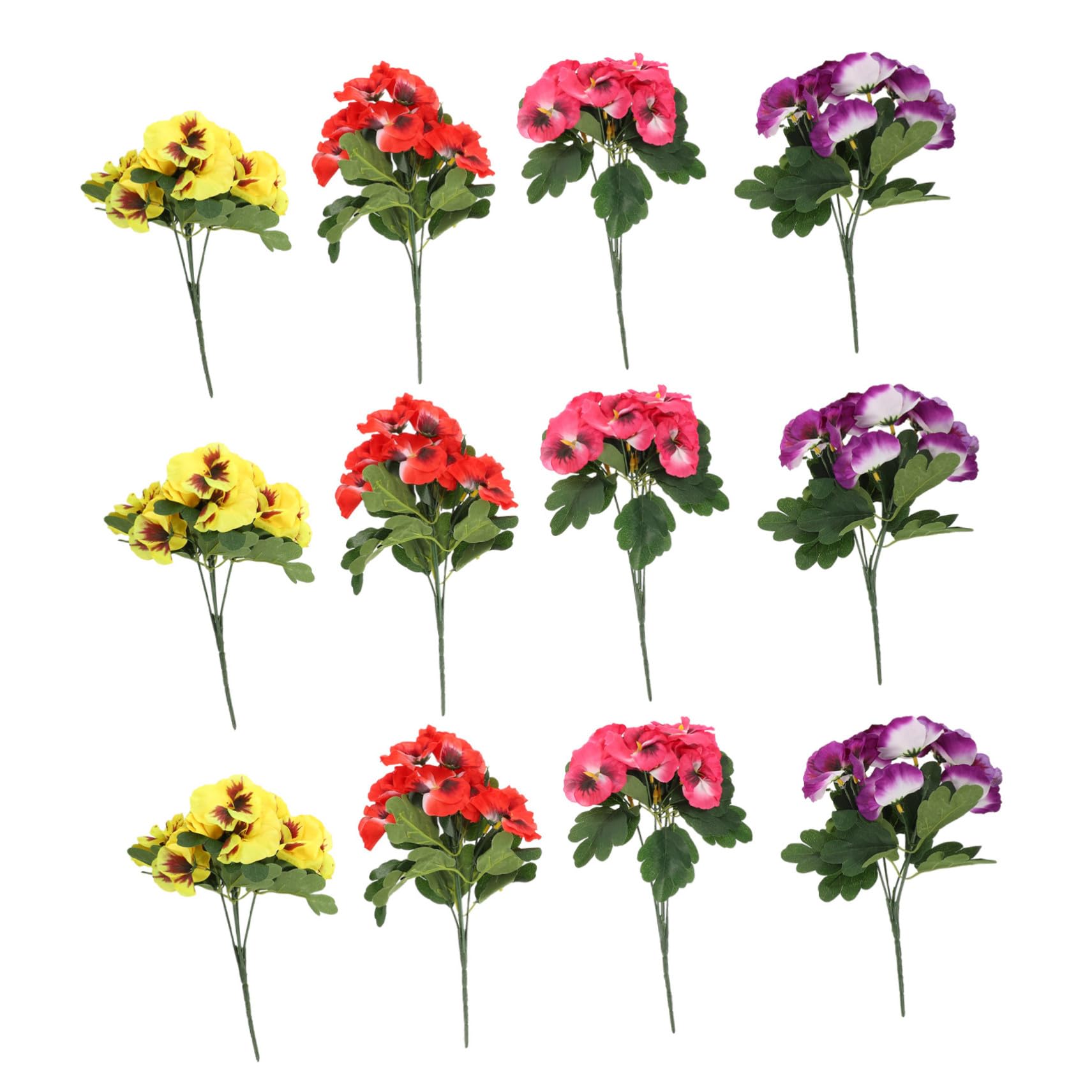 12 Stück Künstliche Blumensträuße aus Plastik Lebensnahe Kunstpflanzen für Wohn und Feierdekoration Langlebige Selbstgemacht Vasenarrangements mit Farbigen Hornveilchen