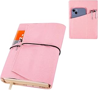 Canvas Book Covers,Book Covers for Paperbacks,Reusable Book Protector,Adjustable Book Cover for Hardcover with Slide Pockets for Pen, Book Lovers - Pink