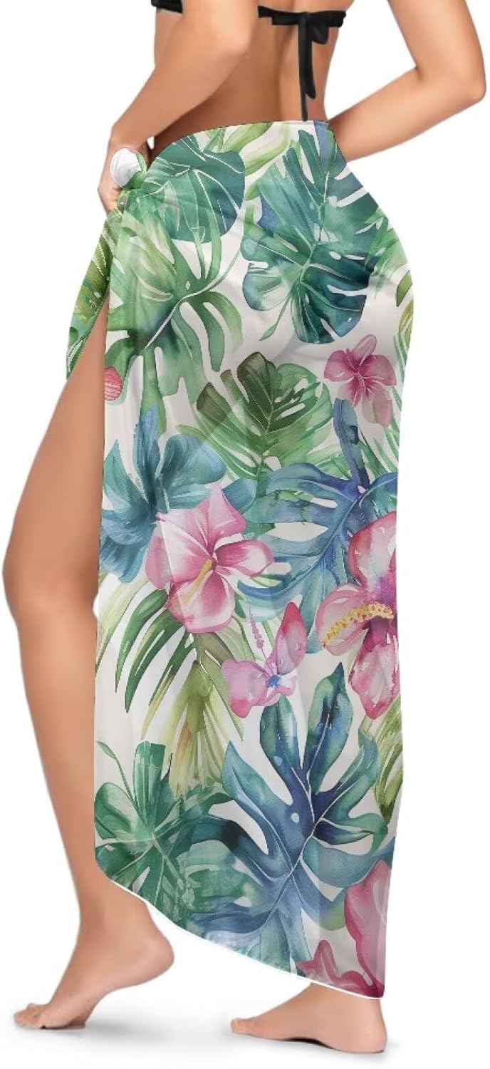 Swimsuit Coverup for Women Semi-Sheer Chiffon Sarong Bikini Wrap Skirt Lightweight Bathing Suit Cover Up - Image 2