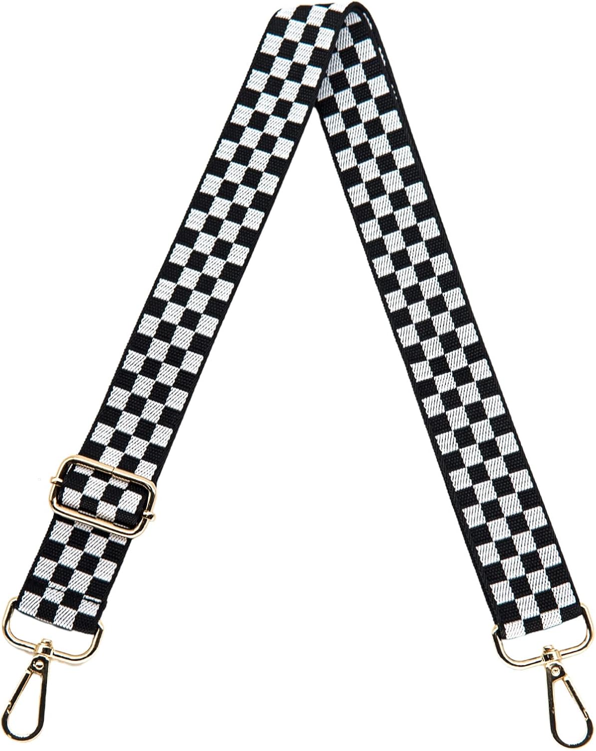 S&loyoe Purse Straps Replacement Crossbody Bag Strap Adjustable Wide Guitar Straps for Handbags 1.5inch Checkered White Black