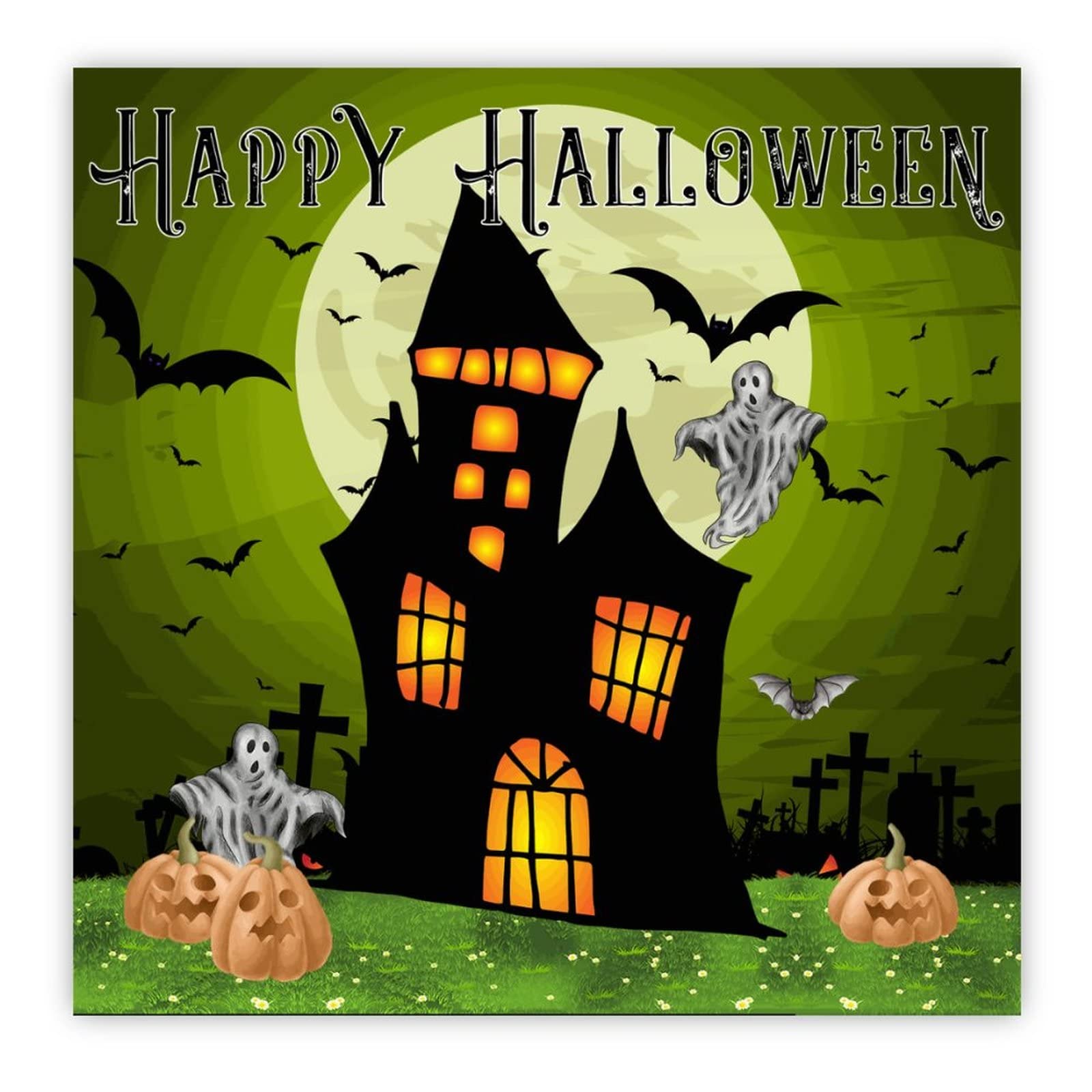 Décoration murale Halloween Boo motif château fantôme cimetière