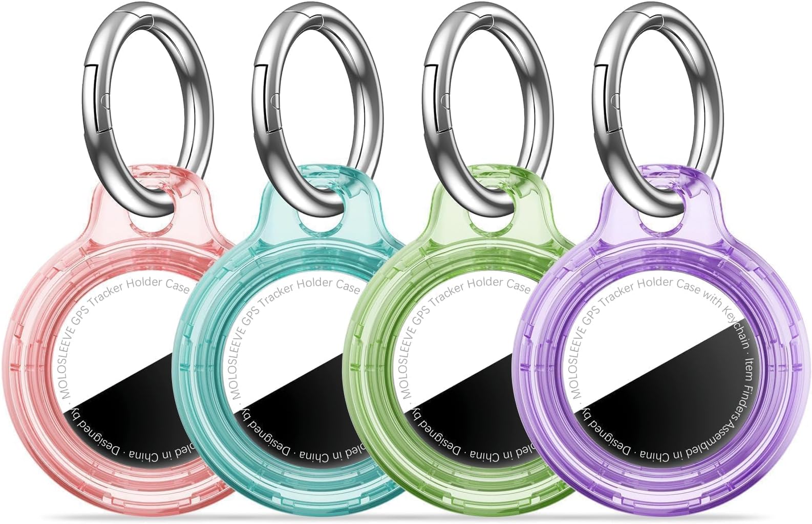 【4 Pack】 MOLOSLEEVE Airtag Holder Air Tag Case with Keychain, Anti-Scratch Airtags Key Chain for Apple Air Tags, Airtag Accessories for GPS Item Finder Tracker, Multicolor