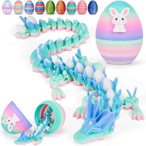 Miniatura 9 de TBOLINE - Huevo de dragón impreso en 3D, animal de cristal articulado, juguete para la ansiedad para adolescentes, niños y niñas, piezas míticas