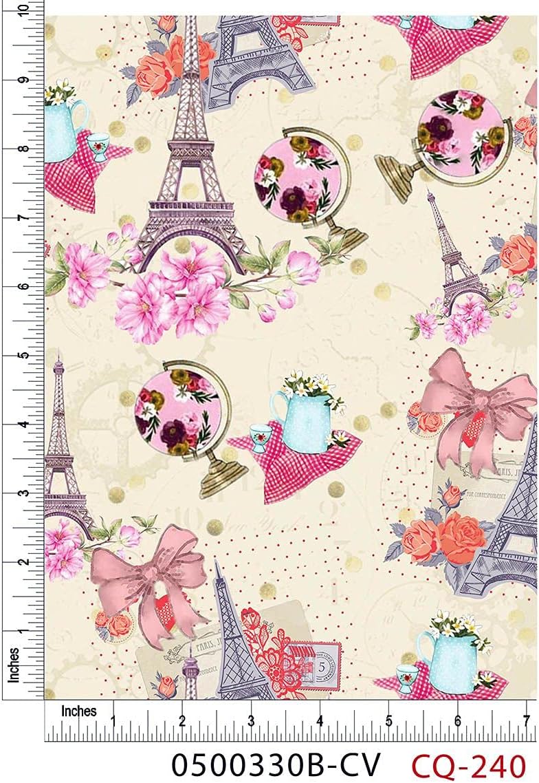 Picnic in The Park Design 100% Cotton Quilting Fabric by The Yard (Pink, White, Grey)