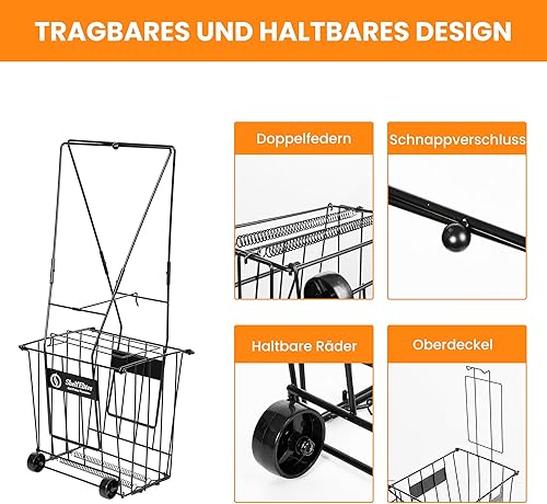 Miniatura 5 de Tolva y recogedor de pelotas de tenis opciones plegables, rodantes y estándar para la colección de pelotas
