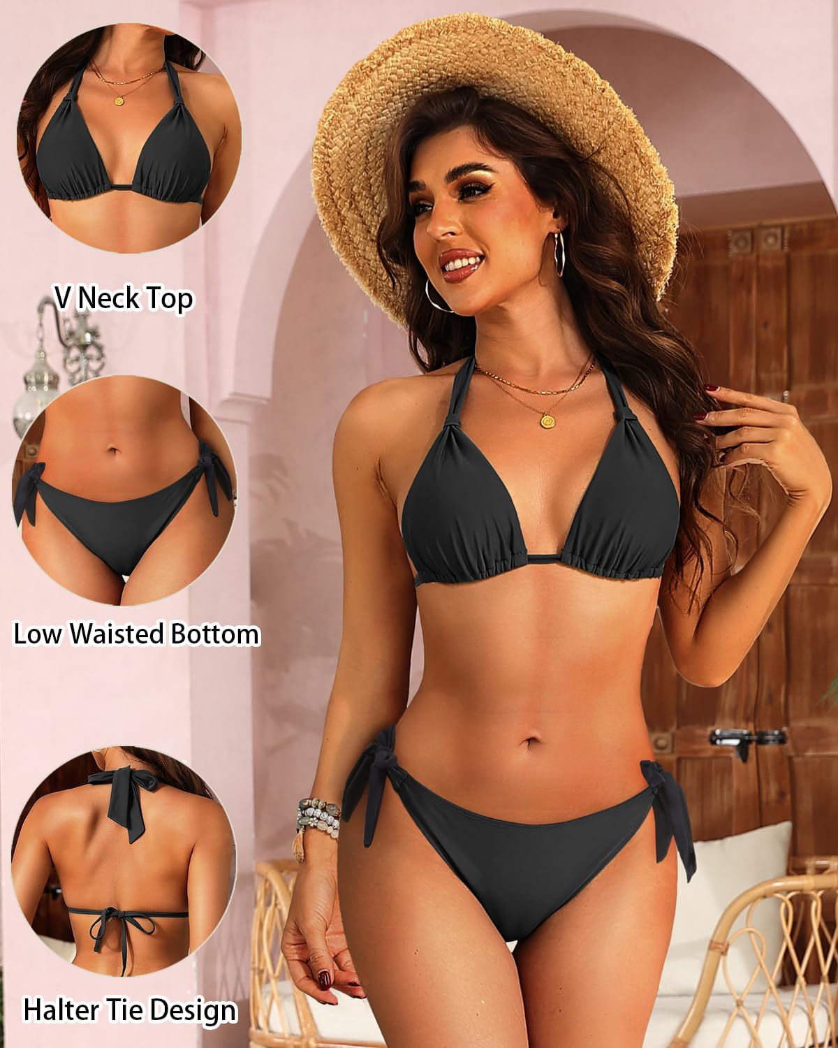 Women Halter Bikini Set - Two Piece Triangle Swimsuit Tie Bathing Suit 2025 Cute Swimwear - Image 5