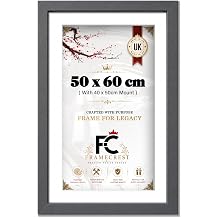 50 X 60 CM Frame With 40 X 50 CM Mount, Modern Photo Frame With White Mat For Portrait And Landscape, Gallery Wall Matted Poster Display, For Home And Office - [Dark Grey]