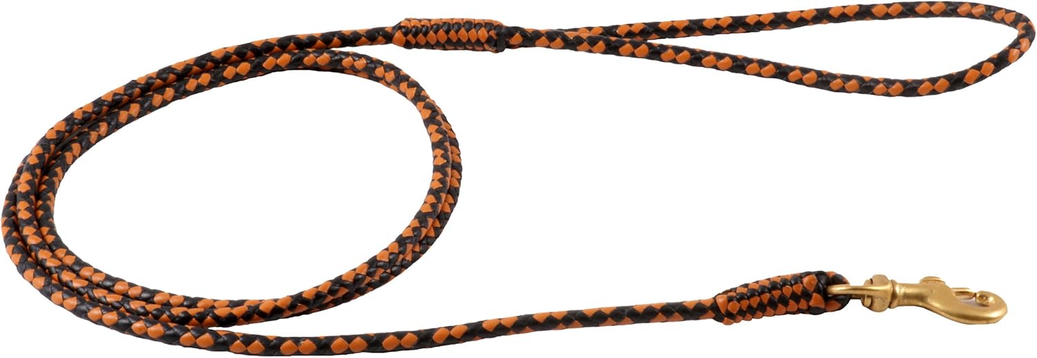 Alvalley Braided Leather Dog Leashes with Snap Clip - Pet Leads for Dogs - Soft Hand-Crafted Leather Leash - Sizes for Small, Medium, & Large Dogs (Black - Tan, 123cm or 4ft - Thin)