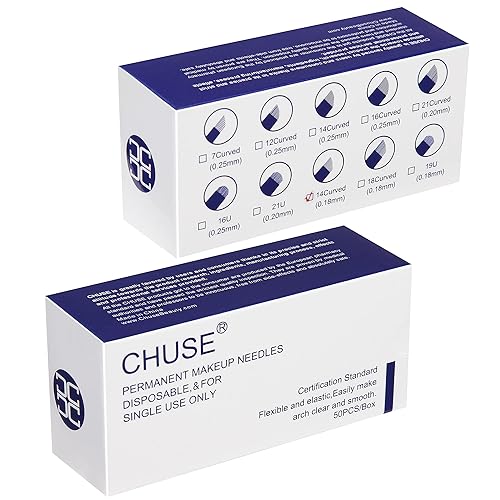 Miniatura 20 de Chuse S12 50pcs Maquillaje Permanente Manual Ceja Tatuaje Aguja Microblading 12 Agujas Inclinadas