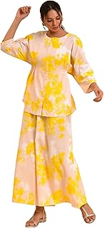 w for woman Floral Cotton Round Neck Women's Top & Capri Set-picture-20