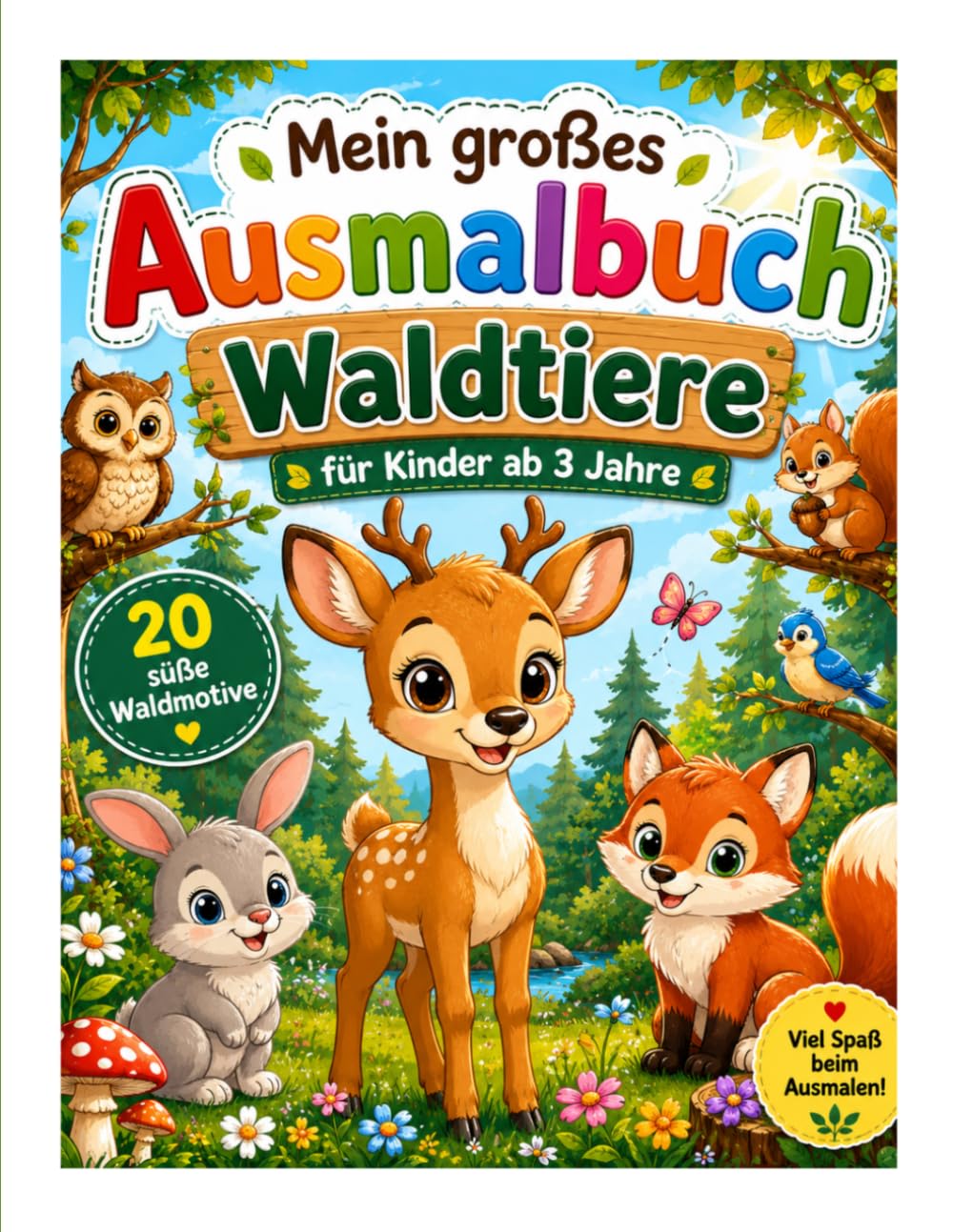 Mein großes Ausmalbuch Waldtiere: für Kinder ab 3 Jahren