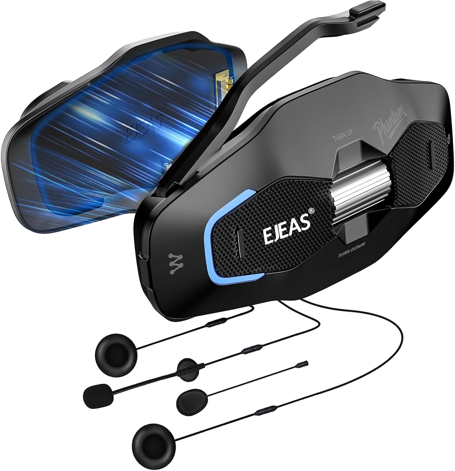 X10 Motorcycle Helmet Bluetooth Headset, 10 Riders Mesh 4.0 Motorcycle Intercom, Communication Systems with Music Share, Dual Noise Reduction, Voice Assistant, IP67, Black