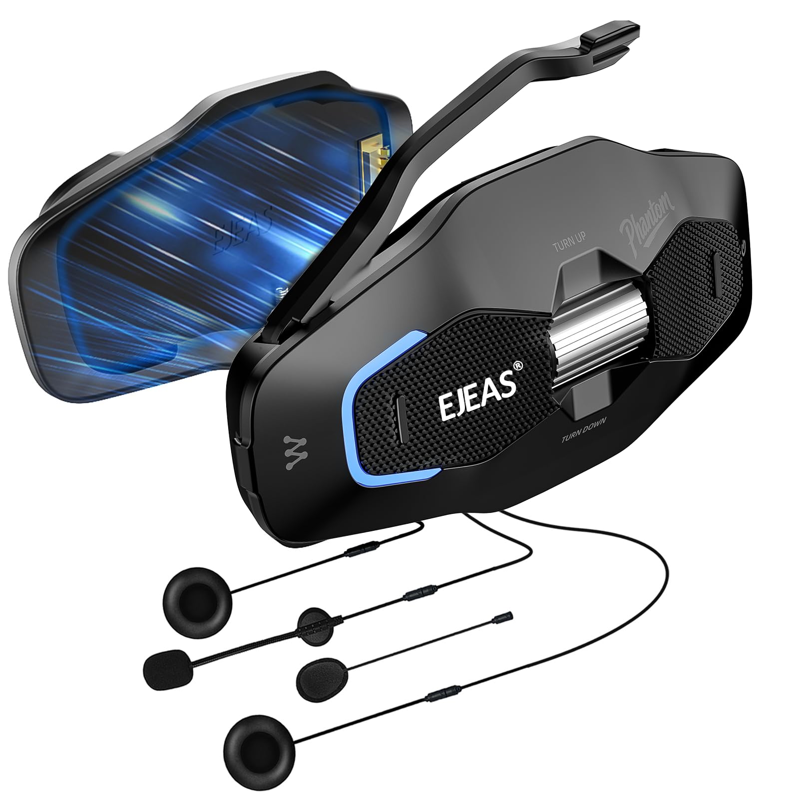 X10 Casco Moto Auricolare Bluetooth, 10 Riders Mesh 4.0 Motociclo Interfono, Sistemi di Comunicazione con Music Share, Doppia Riduzione del Rumore, Assistente Vocale, IP67, Nero