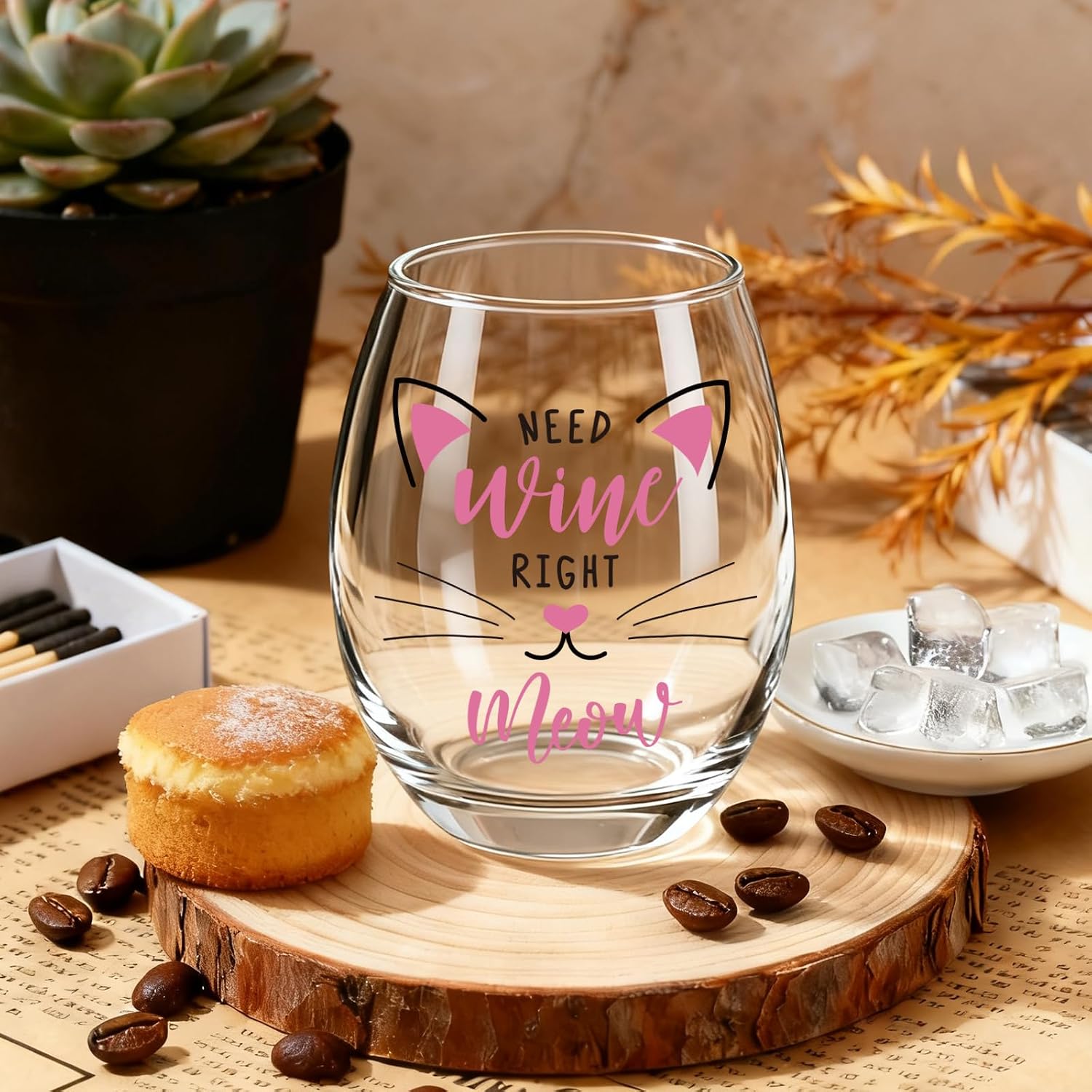 Funny Cat Lover Wine Glasses Gift for Him,Her, Women, Men, Wife, Sister, Bff, Friends, It's Not Drinking Alone, Engagement or Bridal Shower Gift for Cats Lovers, Set of 2 Stemless Wine Glasses -29 image 4