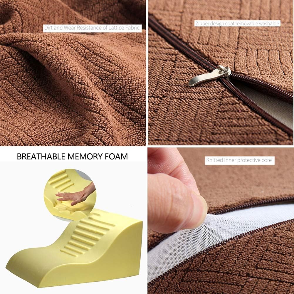Bed Wedge Pillow with Memory Foam Clinical Grade Incline Bed Rest for Sitting Up Sleep Back Support Pregnancy After Surgery Recovery 4 Colors (Colour: Beige Size: 63x49x33cm)