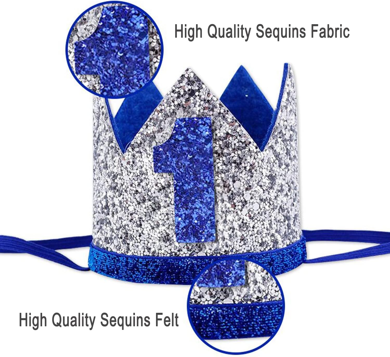 Birthday Hat, Birthday Party Hat, First Birthday Glitter Crown for Baby Boy/Girl 1st Birthday Party Supplies