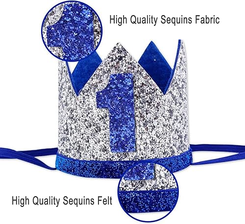 Miniatura 3 de AULEGE Sombrero de cumpleaños, sombrero de fiesta de cumpleaños, corona de purpurina para el primer cumpleaños para bebéniña, suministros de fiesta