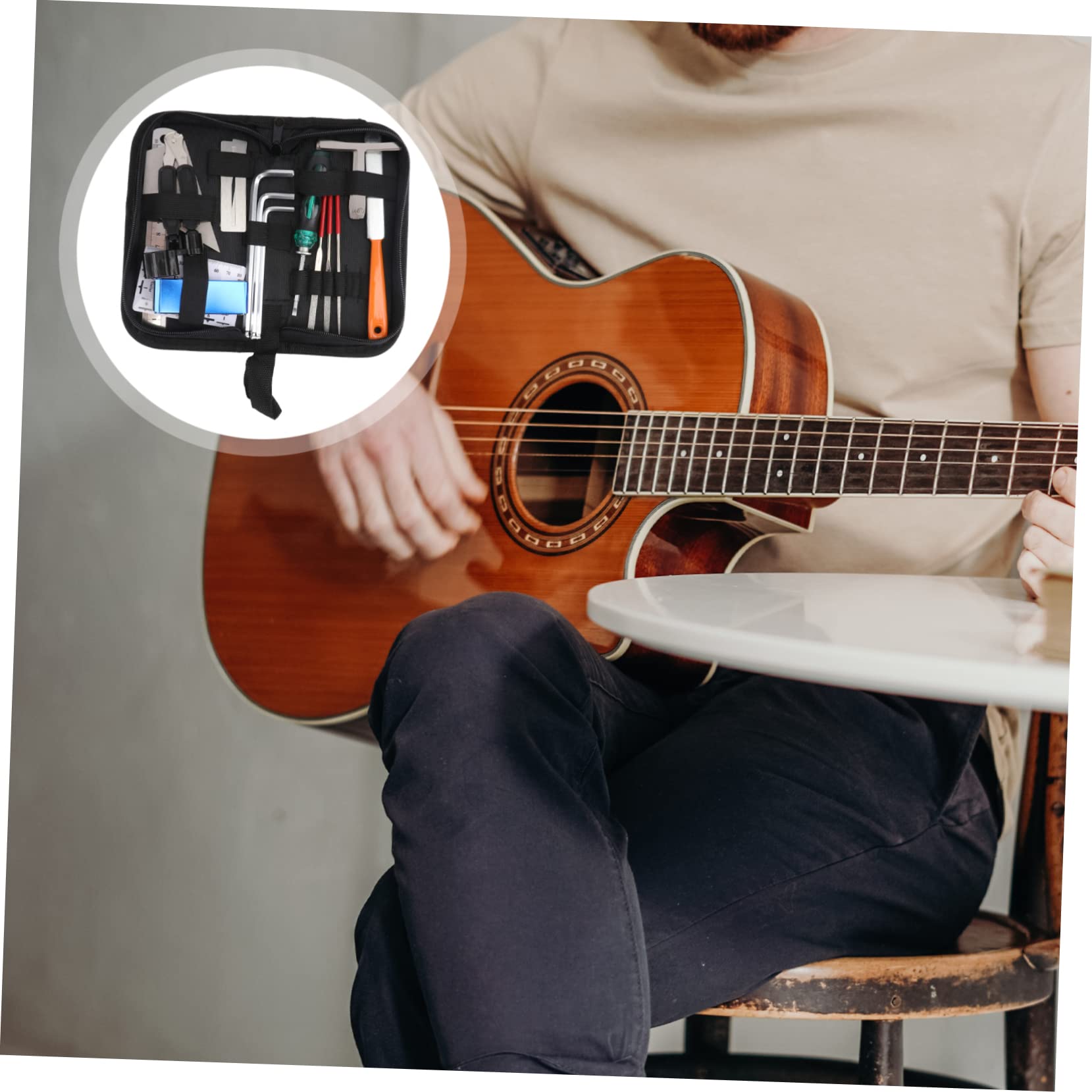Kit Strumenti Manutenzione Chitarra Nero Ferro Gomma | Uso Professionale, Riparazione e Cura, Pratico Nell'impiego, Accessorio Musicale