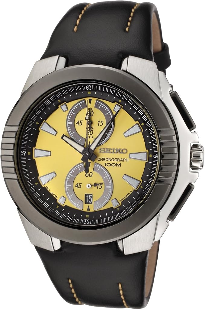 Seiko orologio al quarzo con display analogico giallo e nero bracciale in  pelle SNN149 : Amazon.it: Orologi