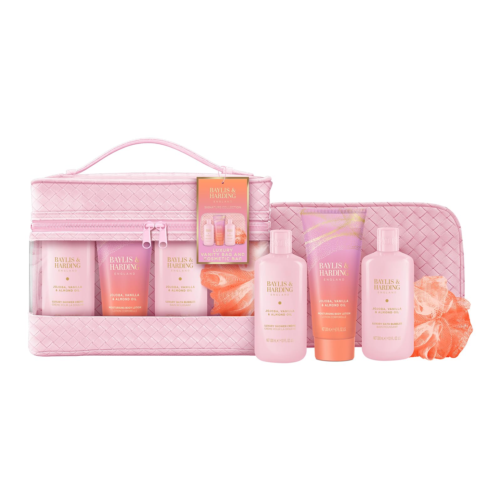 Baylis & Harding Jojoba, Vanilla & Almond Oil Luxury Vanity Bag Gift Set - Vegan Friendly