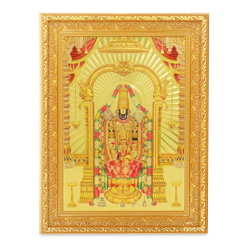 Tirupati Balaji Lakshmi photo décoration murale spirituelle et grand cadre doré