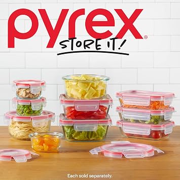 Pyrex Freshlock (3-Pack, 6 Cup) Glass Food Storage Containers Set