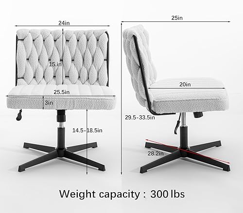 Miniatura 2 de Silla de escritorio de oficina sin reposabrazos, silla giratoria moderna acolchada con asiento ancho ajustable, respaldo medio, silla ergonómica de