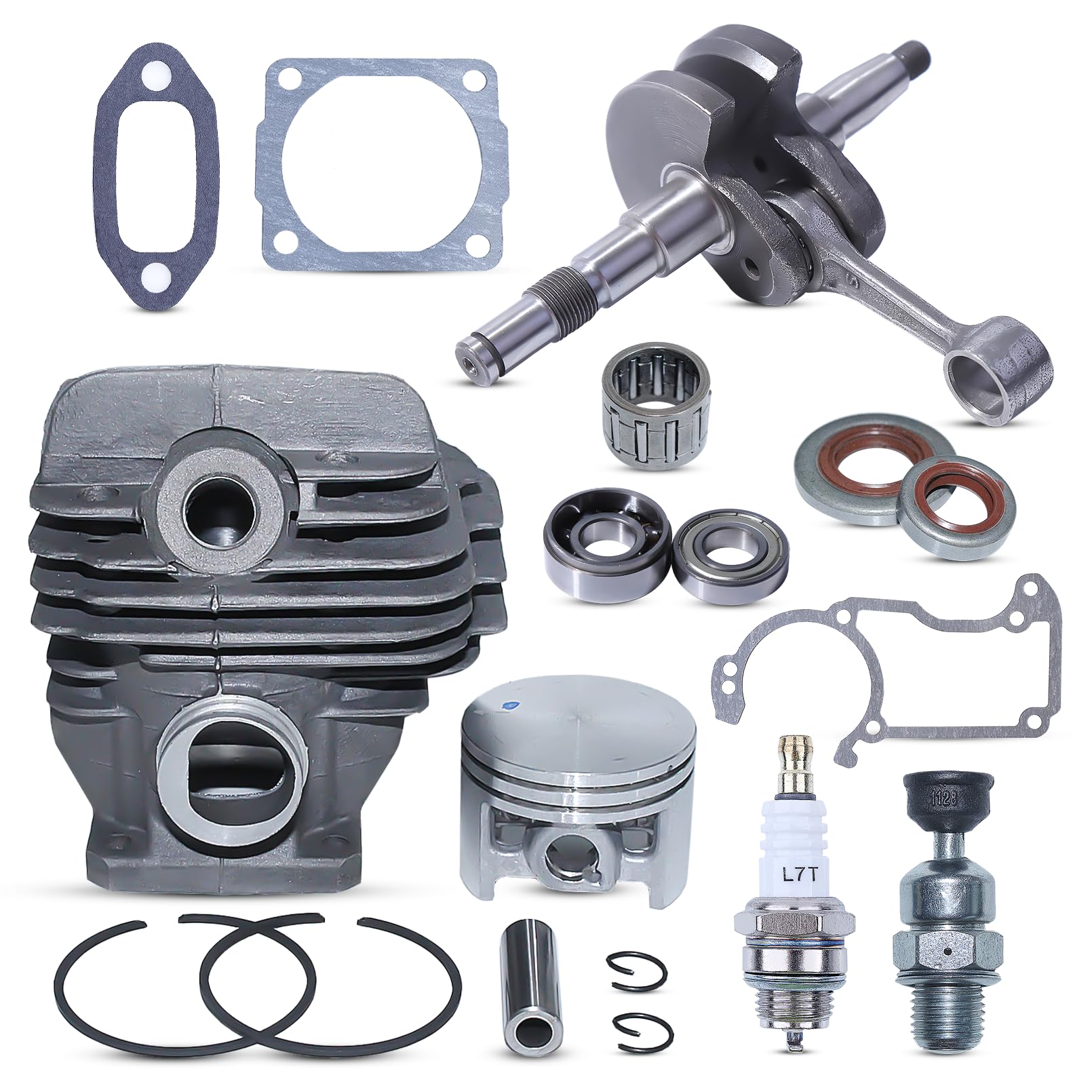 44,7 mm Kit cilindro e pistone e Albero Motore da per Stihl MS260 026 PRO, Include Candela, Paraoli e Set Guarnizioni, Ricambio per 1121 020 1217