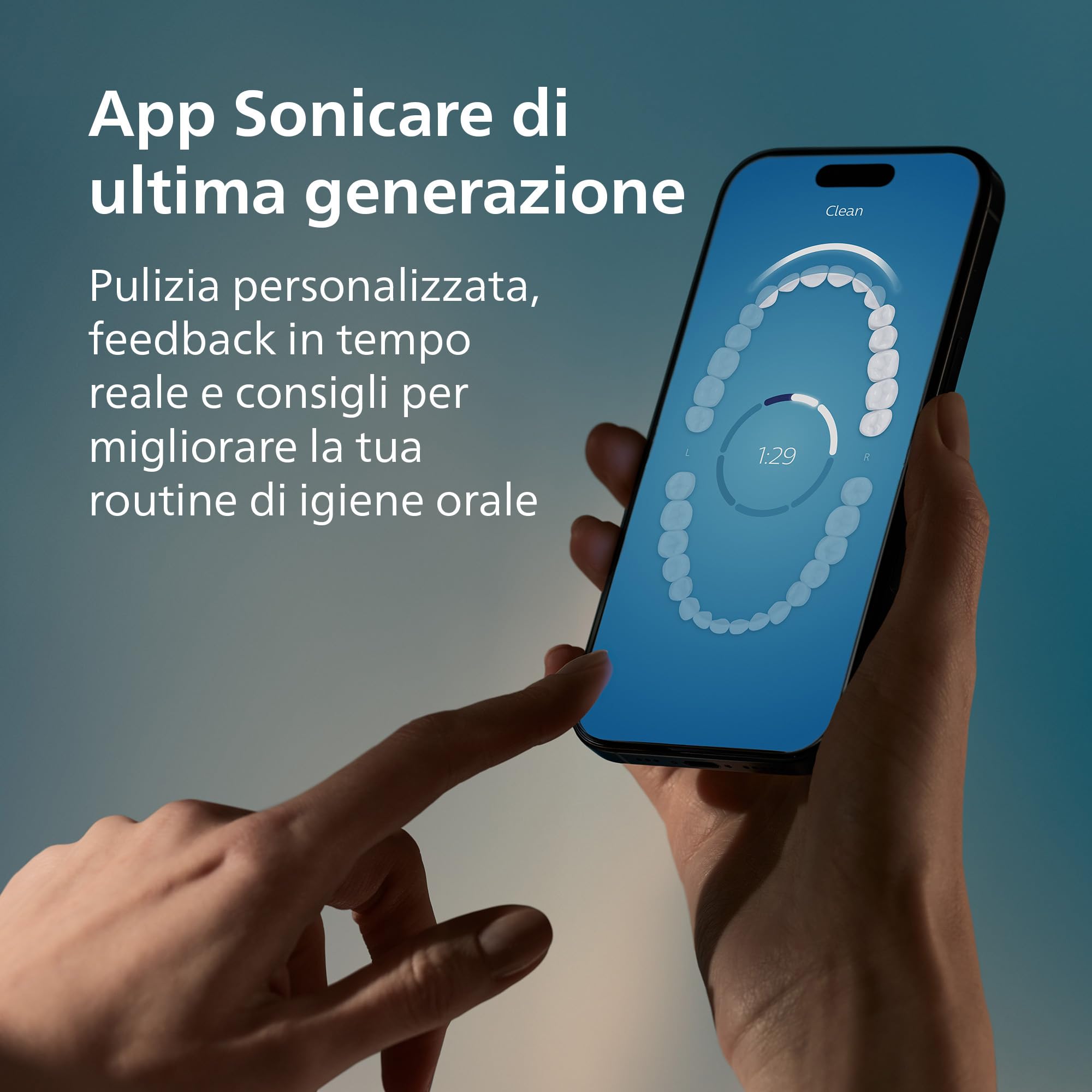 Philips Sonicare DiamondClean Smart 9400 spazzolino elettrico, spazzolino sonico con app, sensore di pressione, rilevamento della testina, nero, modello HX9917/89
