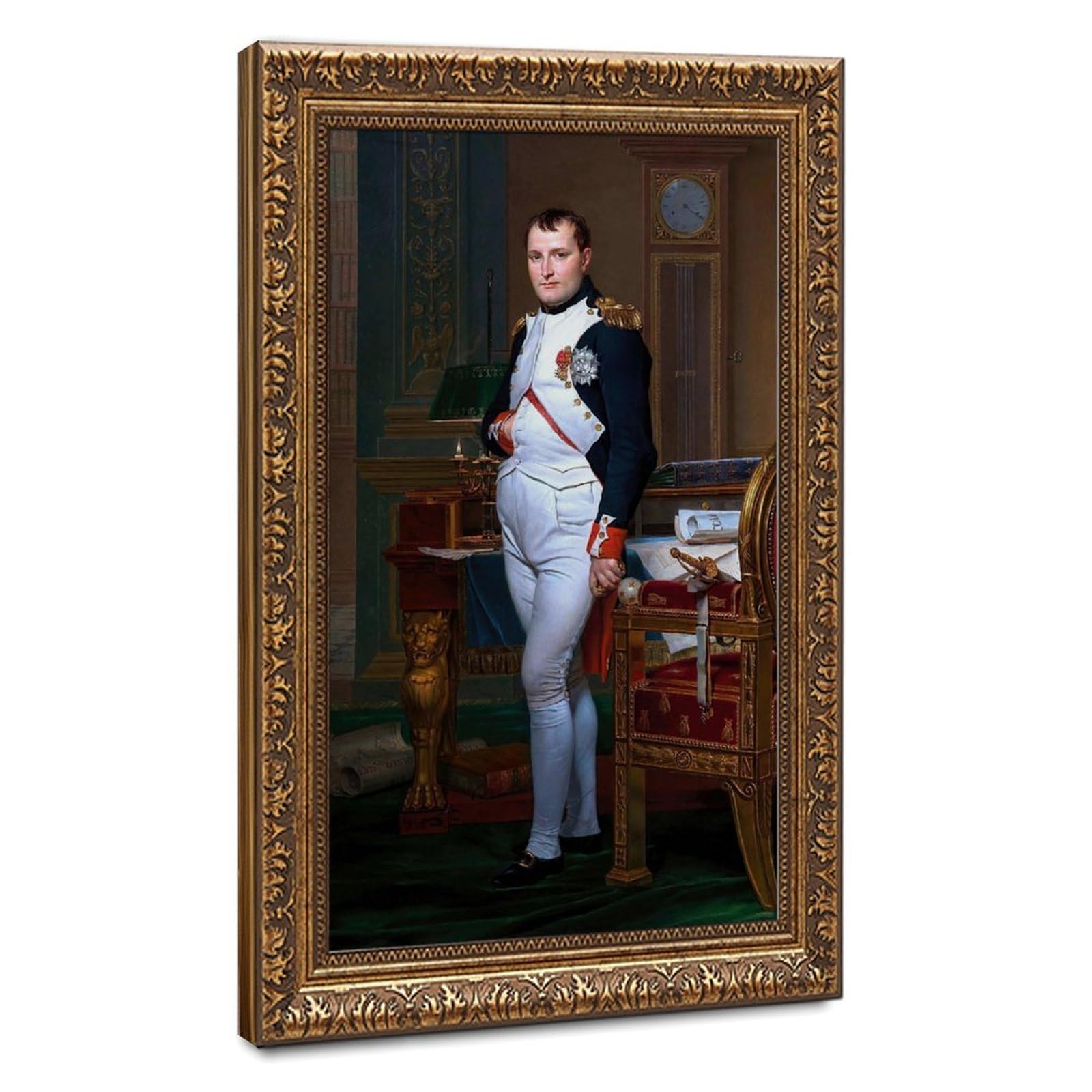 WCYB Stretched Canvas Napoleon in His Study Tuileries by Jacques-louis David History Prints Posters Canvas Deco Paintings Wall Art For Office Hangable Fram