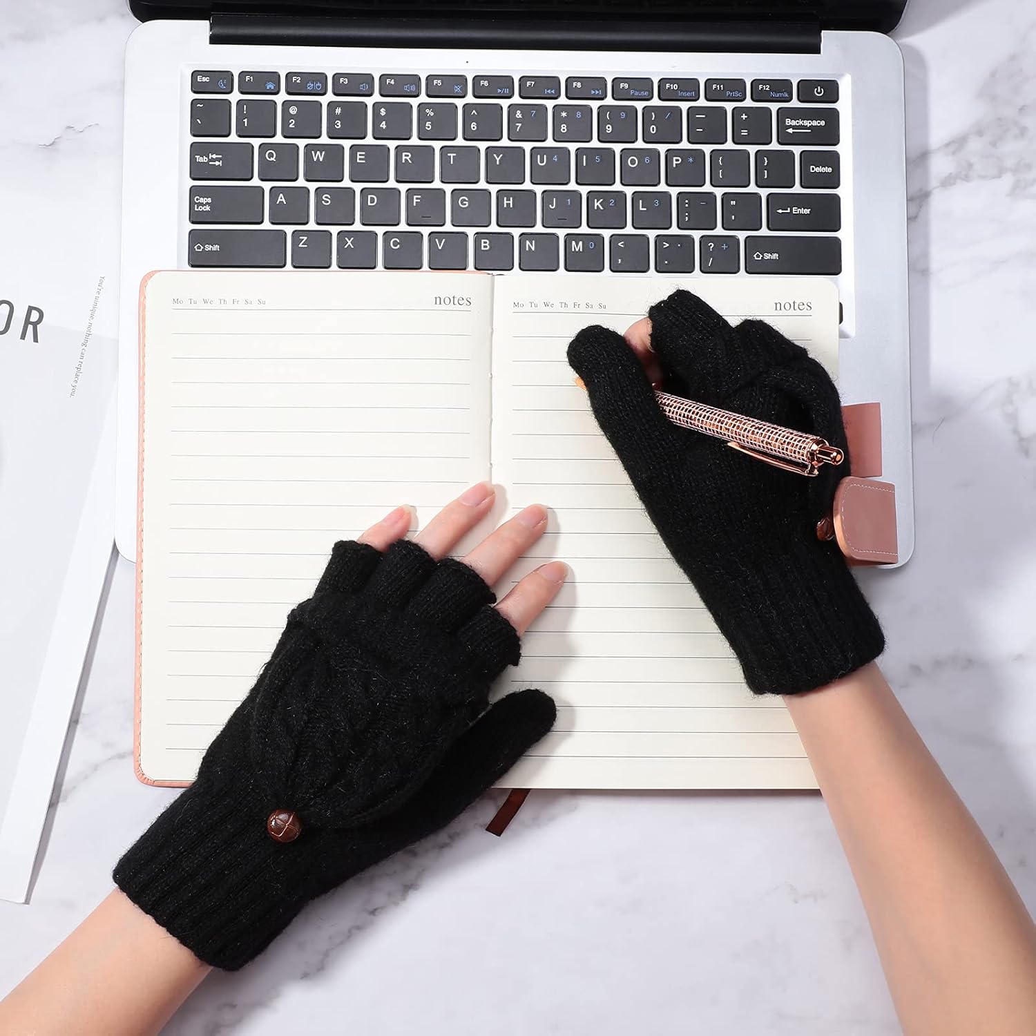 Tarpop 4 Pairs Women Winter Convertible Gloves Fingerless Mittens Knit Flip Wool Warm Half Finger Gloves with Cover - Image 6