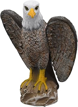 Bird Scare Devices 17in Large Realistic Eagle Statue Hawk Decoy with Detachable Outdoor Bird Repellent for Garden Yard Patio Lawn Pigeon Deterrent Decor
