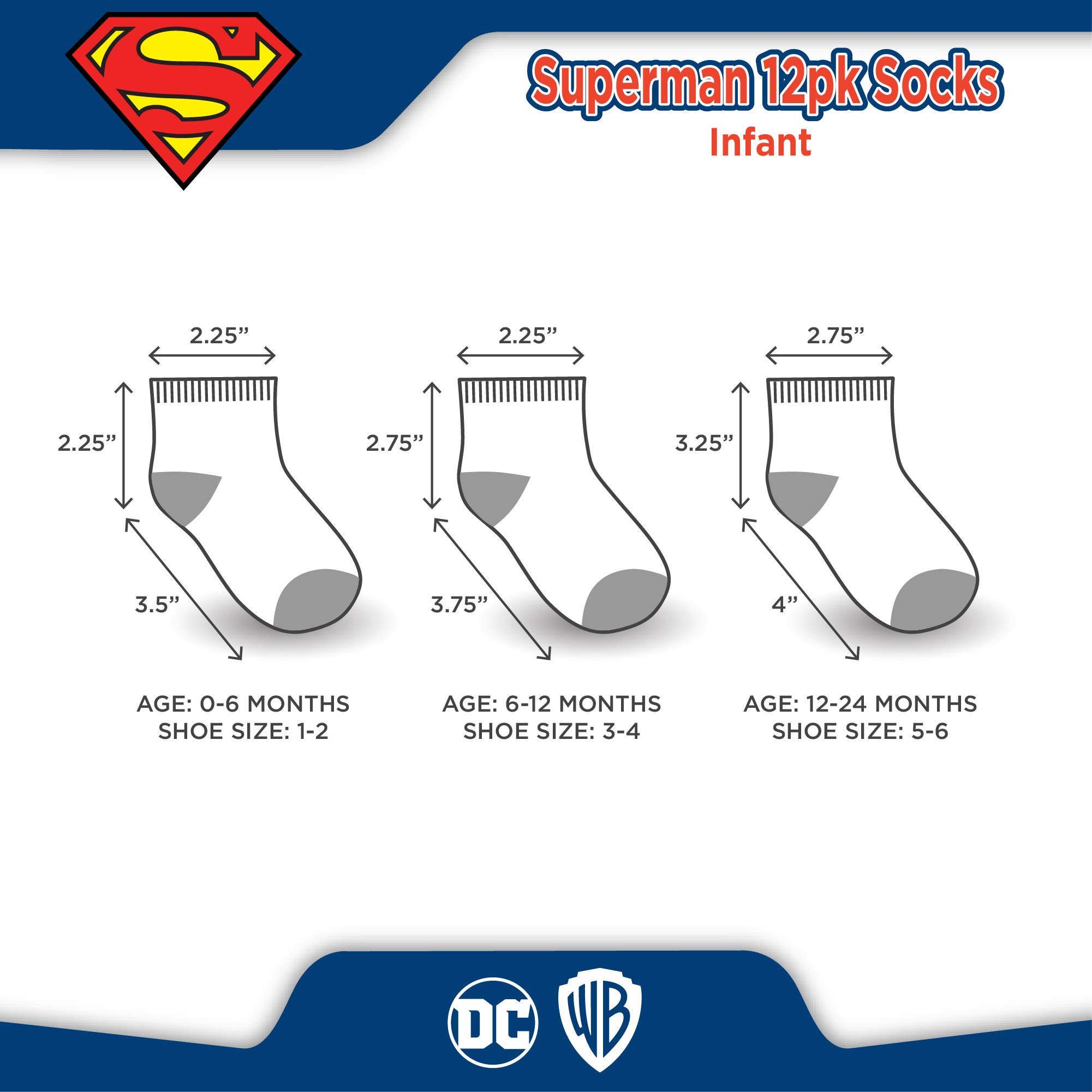 DC Comics Superhelden-Socken für Jungen, 12 Paar sortierte Socken