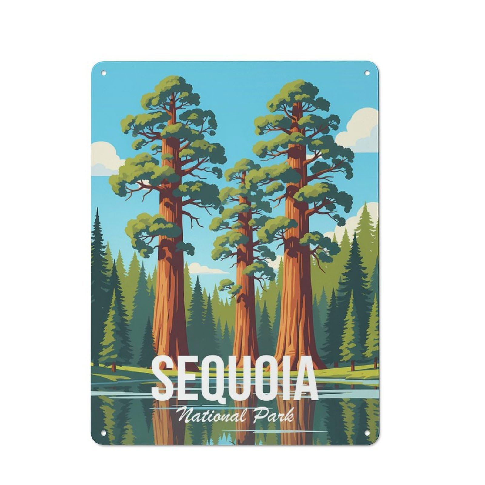 Junmoney Style-17 Sequoia National Park Rustic Metal Sign 40X30cm For Garden Room Or Summerhouse, For Themed Interiors In Garden Rooms And Summerhouses