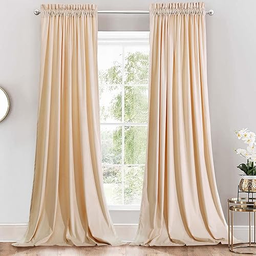 Miniatura 9 de Royal Hotel Bedding Cortinas opacas de terciopelo con bolsillo superior para cortinero, paneles sólidos, cortinas de terciopelo suave, juego de 2