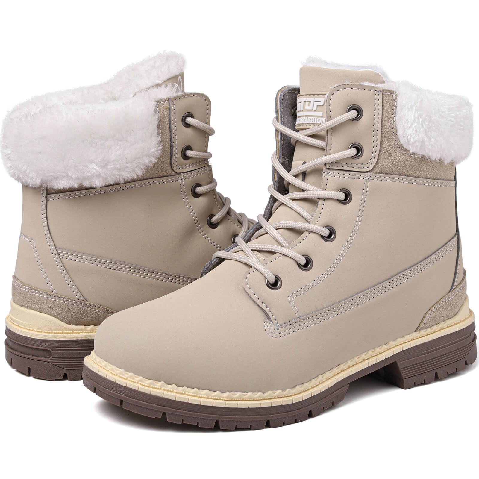 Winter Boots for Women Snow Boots Waterproof Fur Lined Warm Hiking Boots Ladies Lace Up Walking Boots Anti-Slip