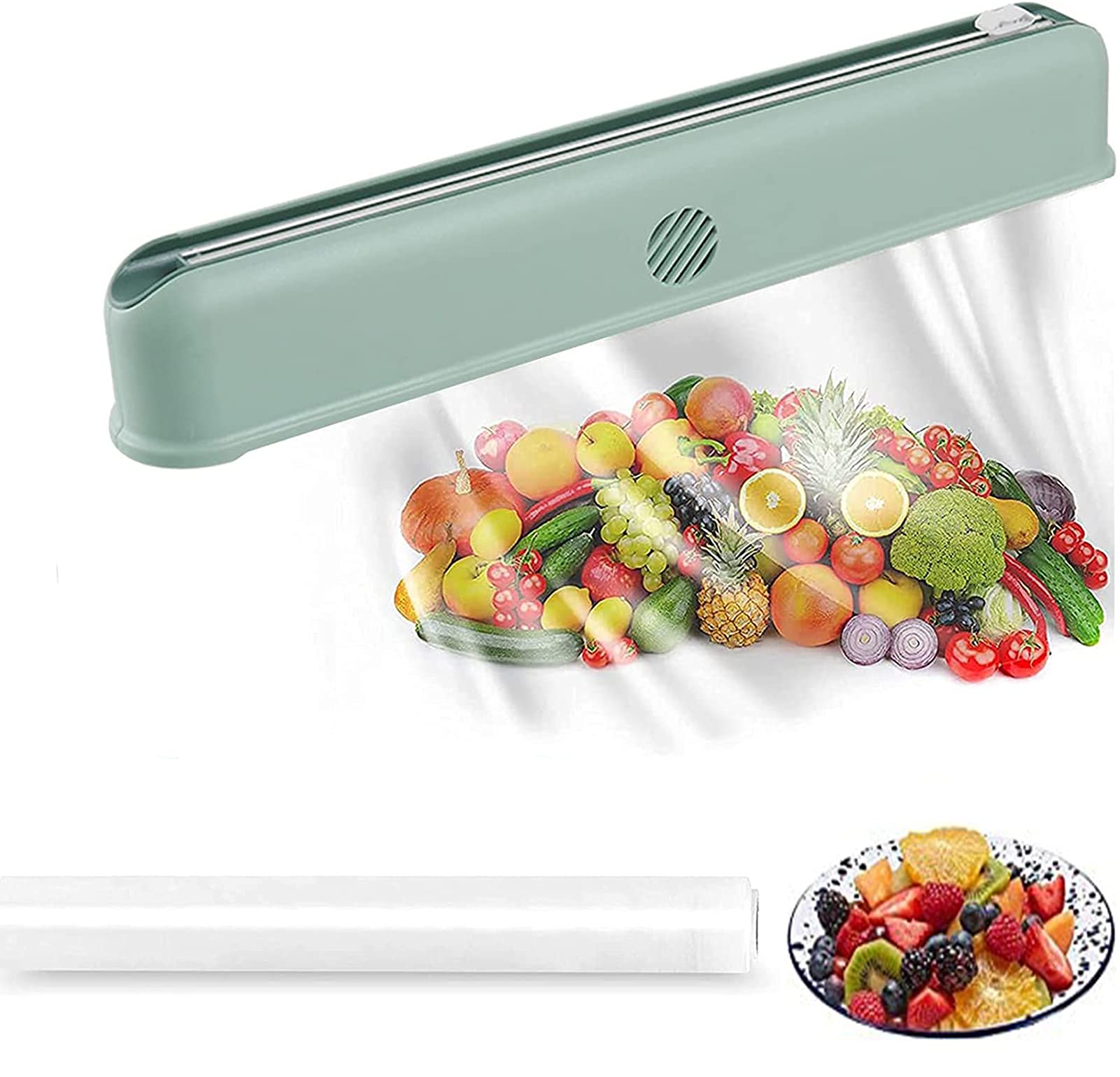 Buy Cling Film Dispenser with Cutter, Reusable Plastic Food Wrap