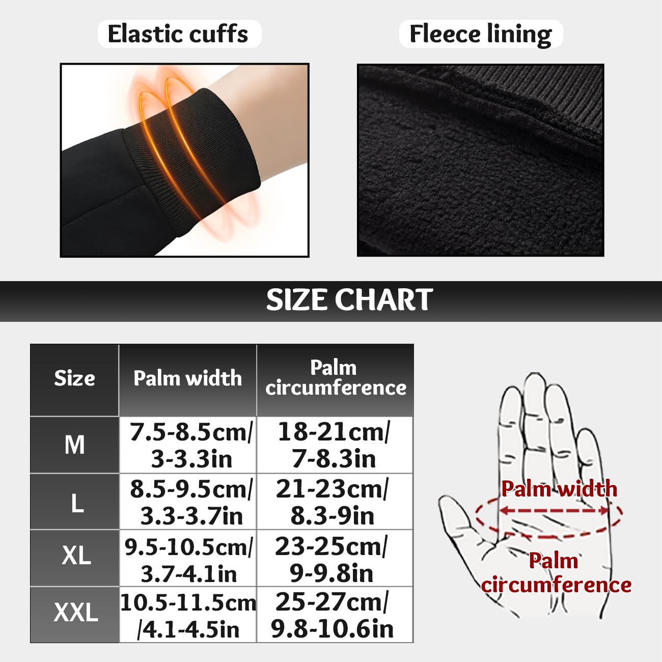 Fingerlose Handschuhe Angel Handschuhe Winterhandschuhe – Jagdhandschuhe Herren Warme Fahrradhandschuhe Damen, Bitte messen Sie Ihren Handumfang