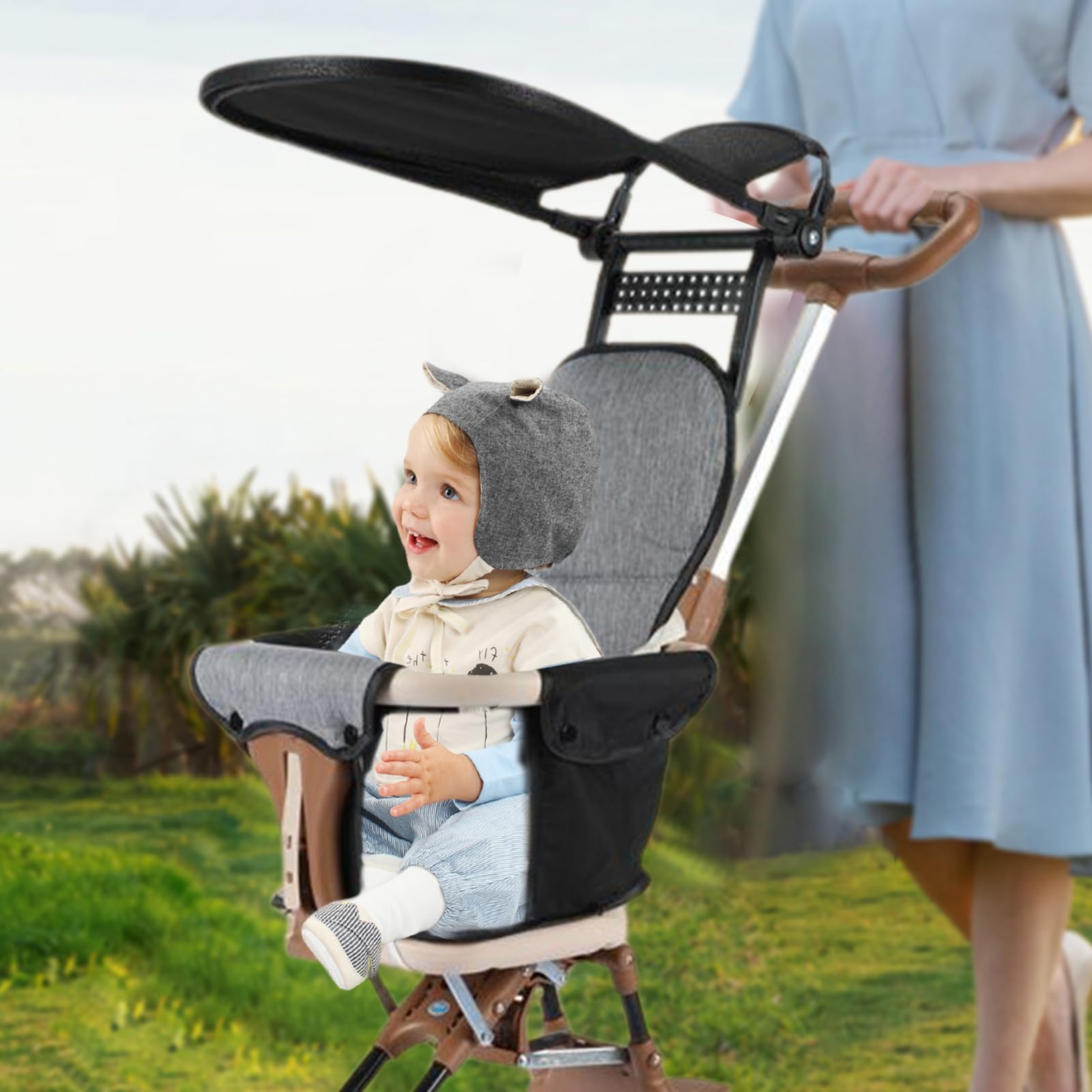 Carrello da viaggio - Passeggino portatile leggero come una piuma | design compatto pieghevole con una sola mano, cappuccio meteorologico rimovibile, per aereo, trasporti pubblici, gite di un