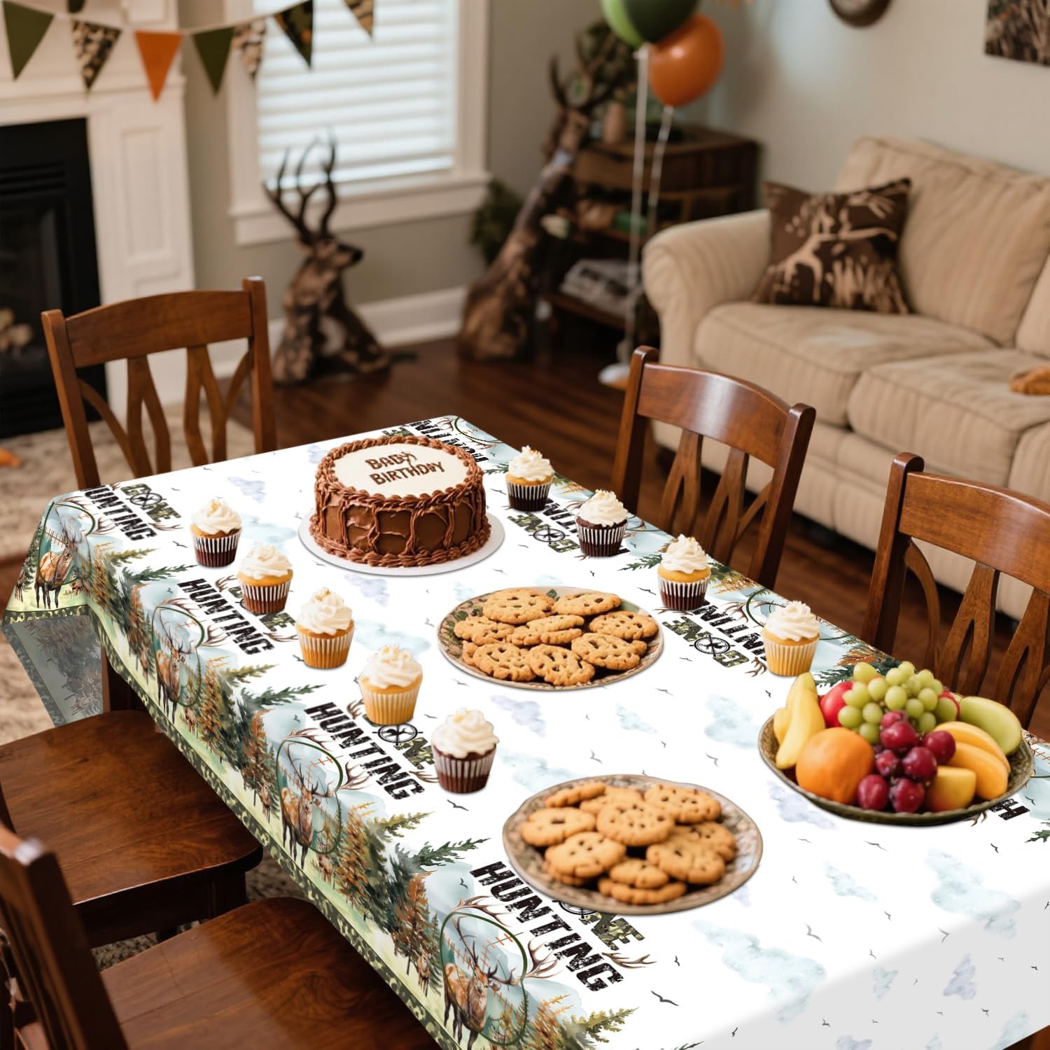 4 Pack Hunting Camo Tablecloth, Hunting Birthday Party Supplies - Table Cover Decorations, Tablecloth Party Favors - 54 x 86 Inch (4 Pcs)